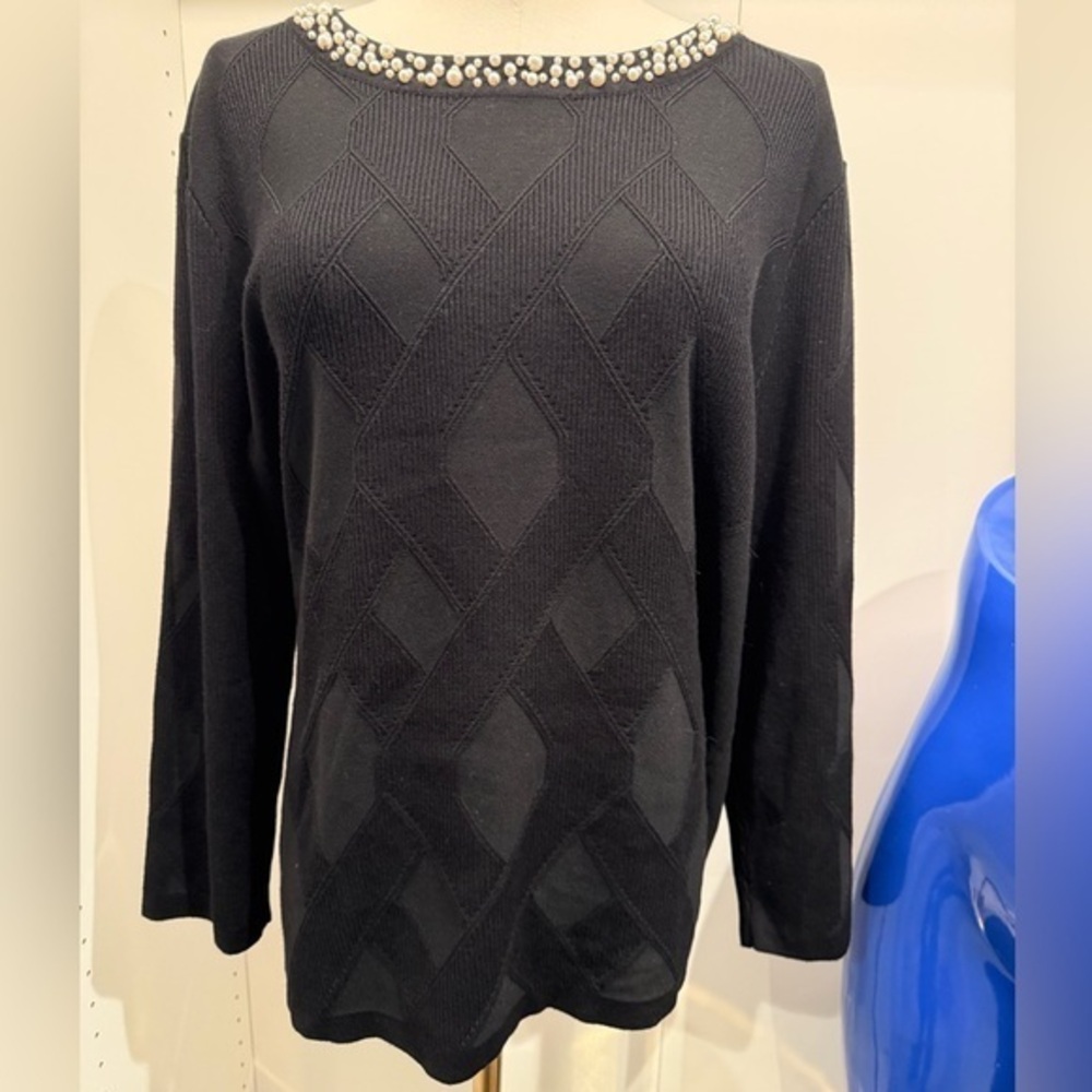 Karl Lagerfeld Black Top with Pearl Details